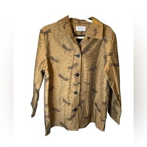 Giancarlo Ferrari black and gold dragonfly blazer size 12